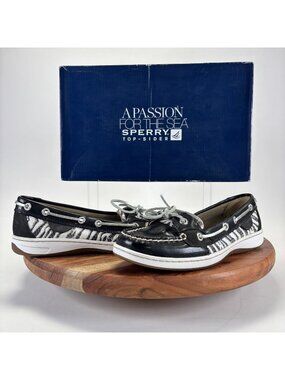 Sperry Top Sider Women’s Size 7 Black Zebra Sequin Boat Shoe 9180118